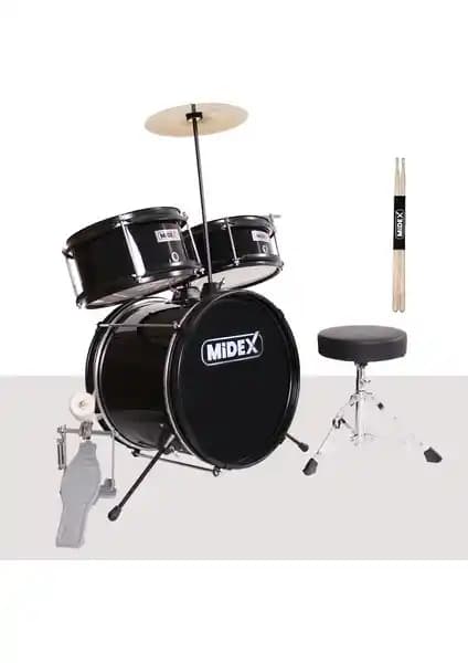 Midex CD300X-BK Çocuklar İçin Akustik Bateri Seti Modern ve Dayanıklı Tasarım ile Müzik Tutkunlarına Hitap Ediyor