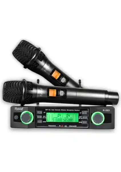 Roof R-203 (EL+EL) 2 Kanal UHF Kablosuz Mikrofon Profesyonel Ses Çözümü