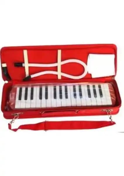 Südor 32 Tuşlu Kırmızı Renkli Hortumlu Melodika Müzik Eğitimi ve Çocuklar İçin Dayanıklı Enstrüman
