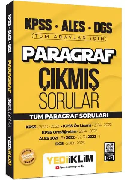 Yediiklim 2024 KPSS ALES Paragraf Çıkmış Sorular Kitabı Detaylı İnceleme ve Değerlendirme