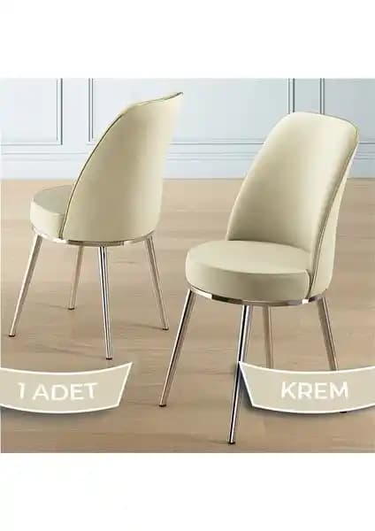 Canisa Pefa Serisi Krema Mutfak Sandalyesi ile Lumodi Elma Mutfak Sandalyesi