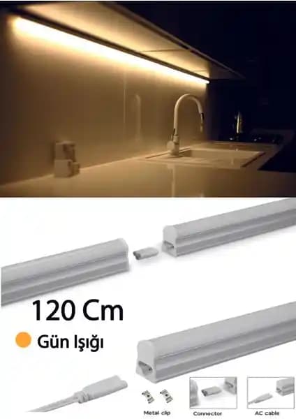 Cata anahtarlı mutfak tezgah raf aydınlatması: 120 cm ve 60 cm karşılaştırması