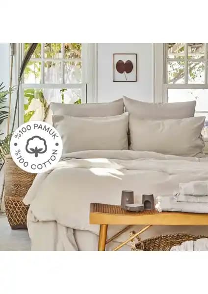 Karaca Home 4 Element Hava Açık Gri Pamuk vs Ekru Çizgili Saten Nevresim Karşılaştırması