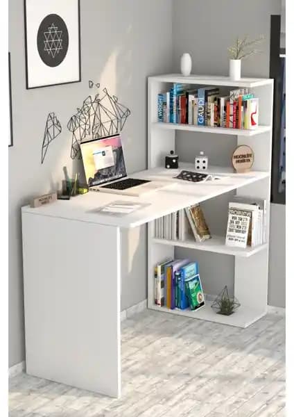 Moonlife Çınar ve Koordinat Beyaz Kitaplıklı Masalar: Yükseklik ve Raf Karşılaştırması