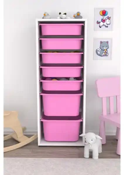 Pratico 7 Sepetli Pembe ile Cara 2 Büyük 4 Küçük Dolaplar: Depolama Kapasitesi