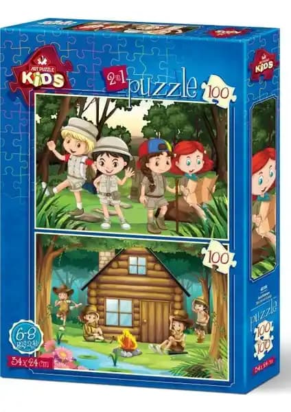 Çocuklar İçin İzci Kampı Temalı Puzzle Seti Güvenli ve Eğitici Oyun Seçeneği
