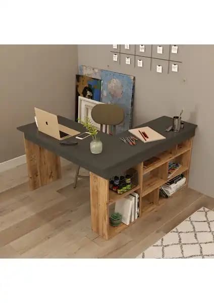 Deconode Flexy L ve Robin Home Kitaplık Raflı Çalışma Masası Karşılaştırması 2