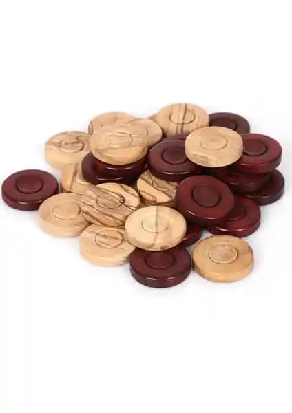 Doğal Malzemelerle Üretilmiş Hareli Tavla Pulu Seti 35 mm El İşçiliği ve Estetik Tasarım