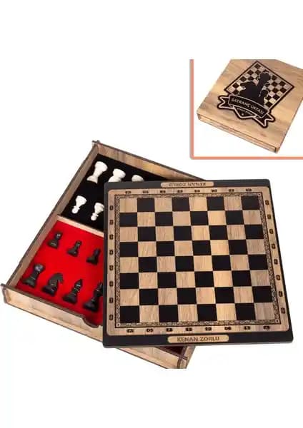 İsimlik Sepeti Kişiye Özel Ahşap Satranç Takımı Şık ve Dayanıklı Tasarım