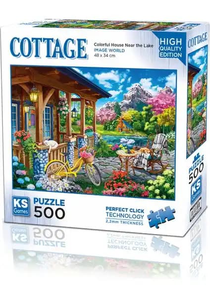 KS Games Renkli Göl Kenarı Ev Bulmaca 500 Parça Yüksek Kaliteli ve Çevre Dostu Puzzle