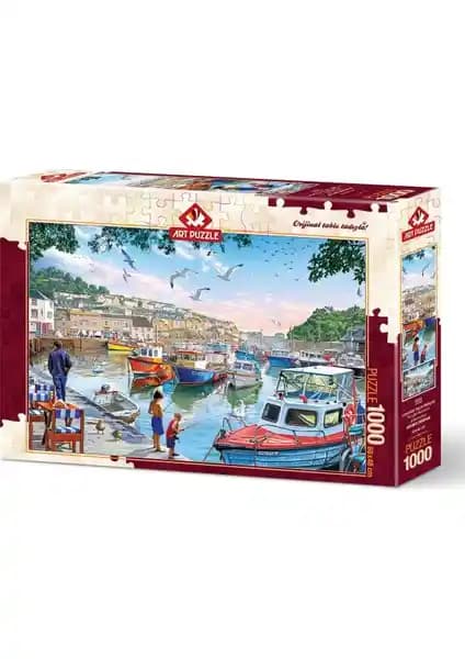 Limandaki Küçük Balıkçılar Temalı 1000 Parça Art Puzzle Çocuk ve Yetişkinler İçin