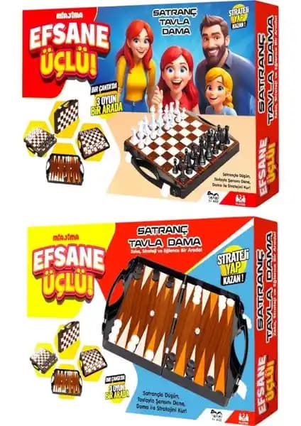 Miajima Çok Fonksiyonlu Tavla, Satranç ve Dama Takımı Dayanıklı ve Taşınabilir Tasarım