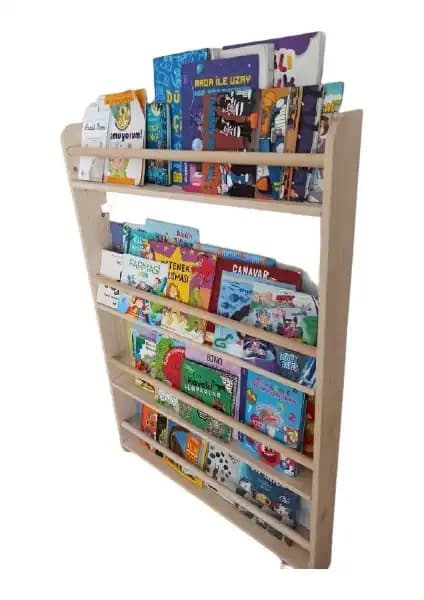 Mrt Ahşap Montessori Kitaplık Geniş Model Çamdan ve Yuvarlak Çıtalı Karşılaştırması 2
