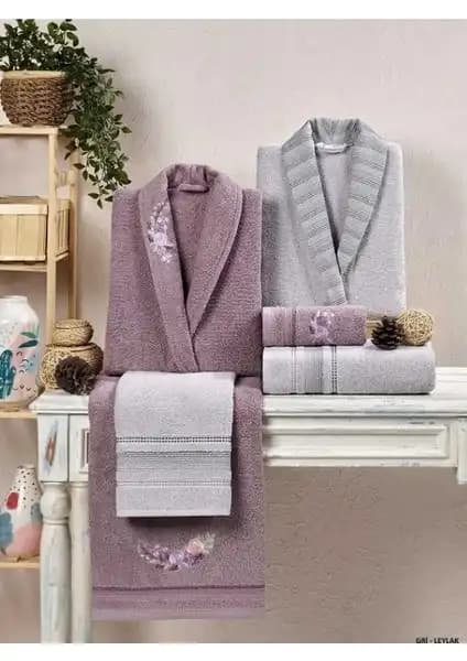 Özdilek Dory Lila ile Taç Kristal Soft Cotton Bornoz Setleri Karşılaştırması 2