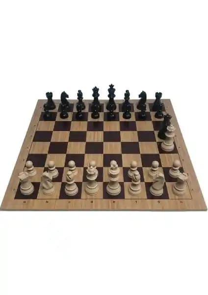 Yüksek Kaliteli Ahşap Satranç Seti 95 mm Profesyonel Taşlar ve Ahşap Zemin ile