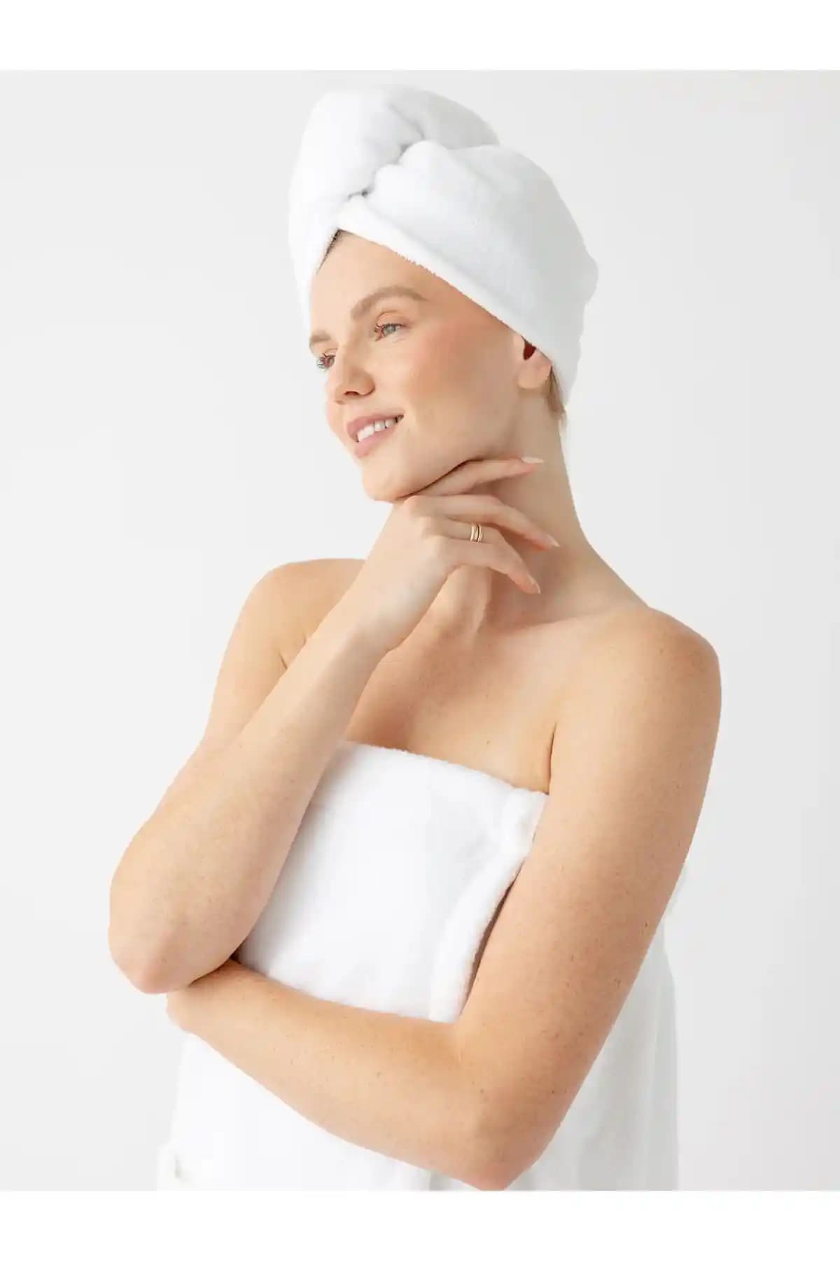 Atlas Koleksiyon Lüks Bambu Kadın Saç Havlusu Doğal ve Şık Tasarım ile Günlük Kullanım İçin Uygun