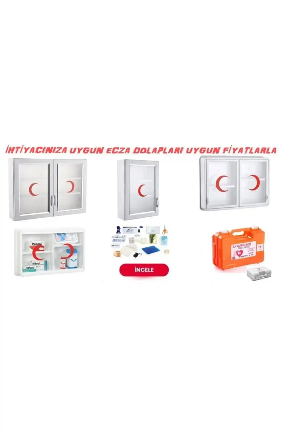 Çelik Ayna Ecza Dolabı Kapaklı PVC İlk Yardım Dolabı Sağlam ve Şık Tasarım