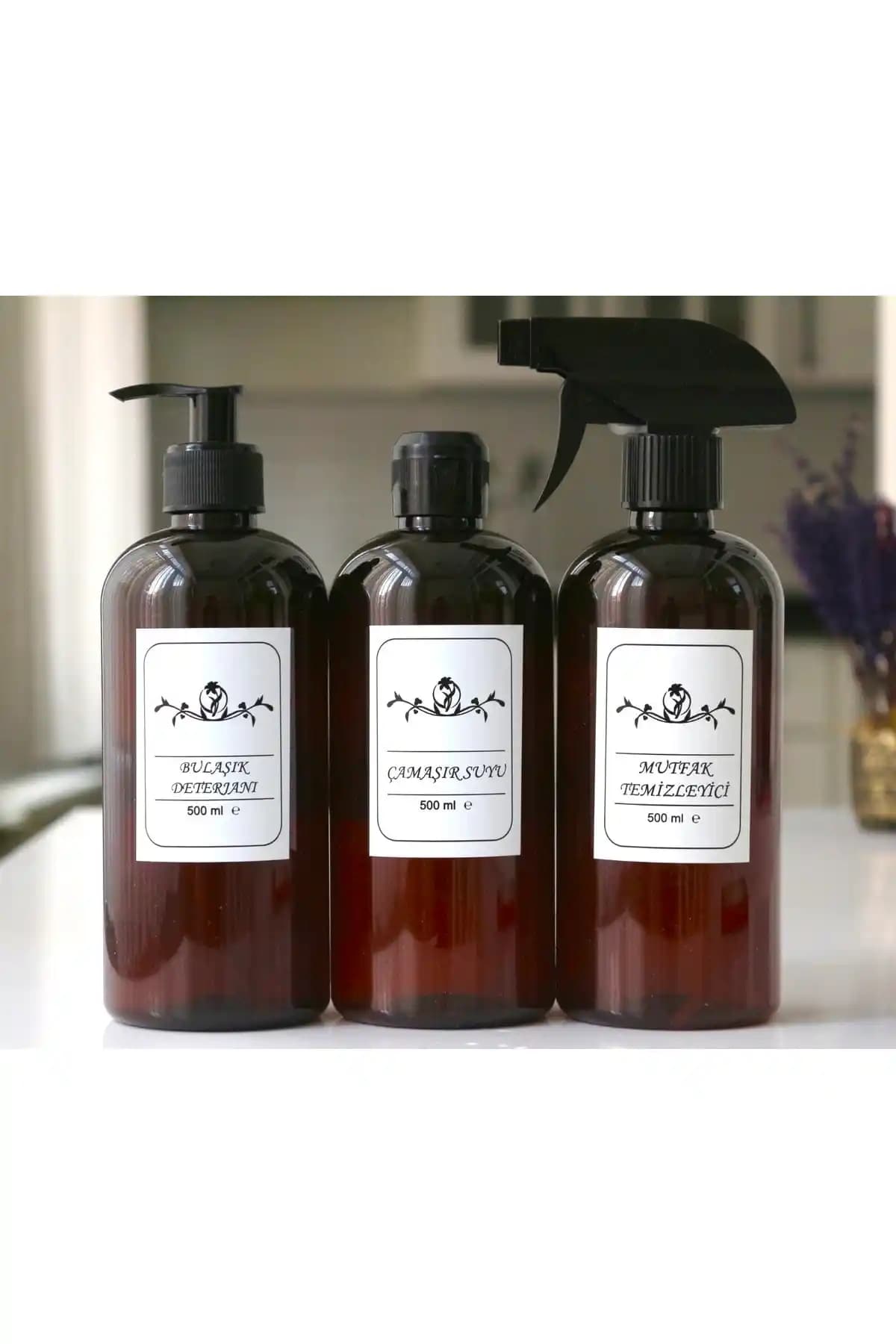 Dem Home Amber Cam Görünümlü Plastik 3’lü Şişe Seti: Estetik ve Fonksiyonellik Bir Arada