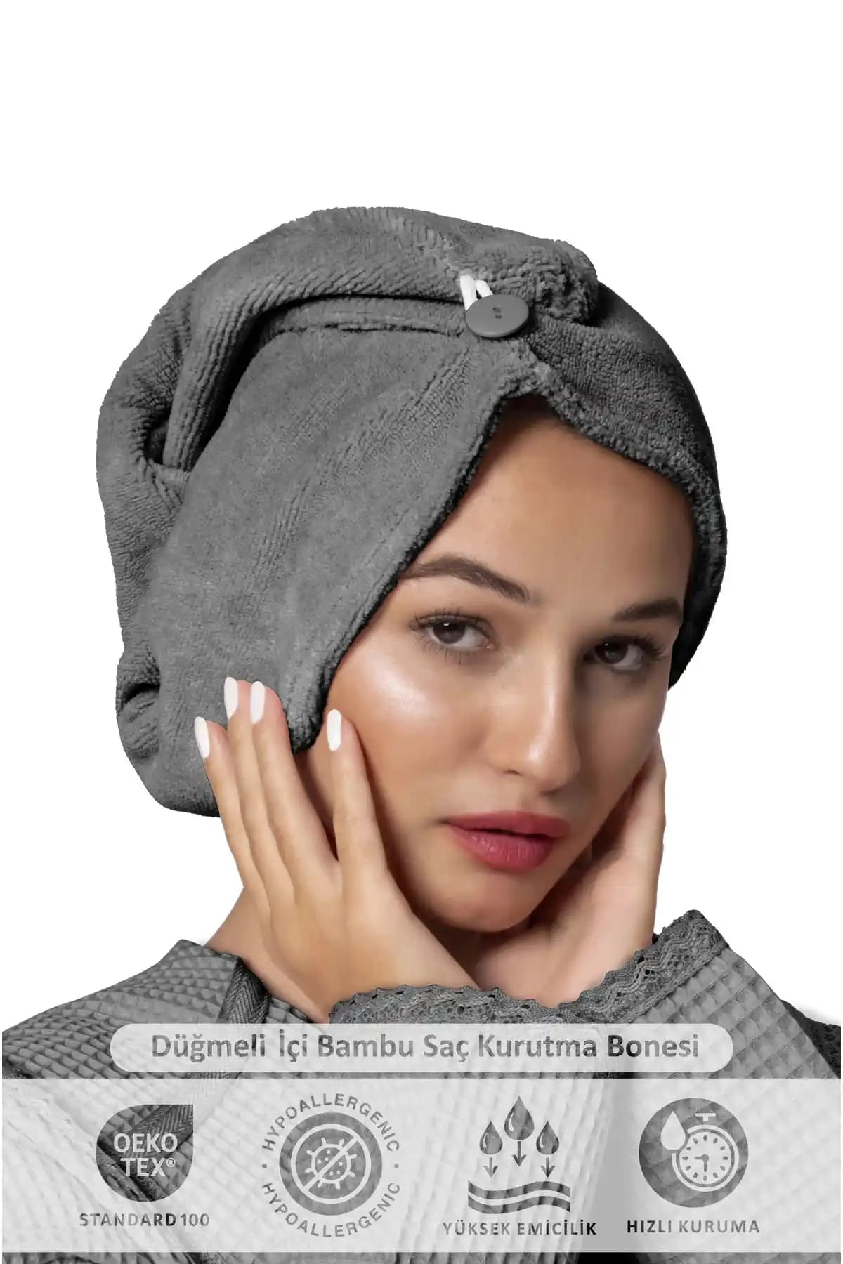 Ellia Soft Zarif Bone Hair Mikrofiber Saç Havlusu Doğa Dostu ve Hızlı Kuruma Özelliğiyle