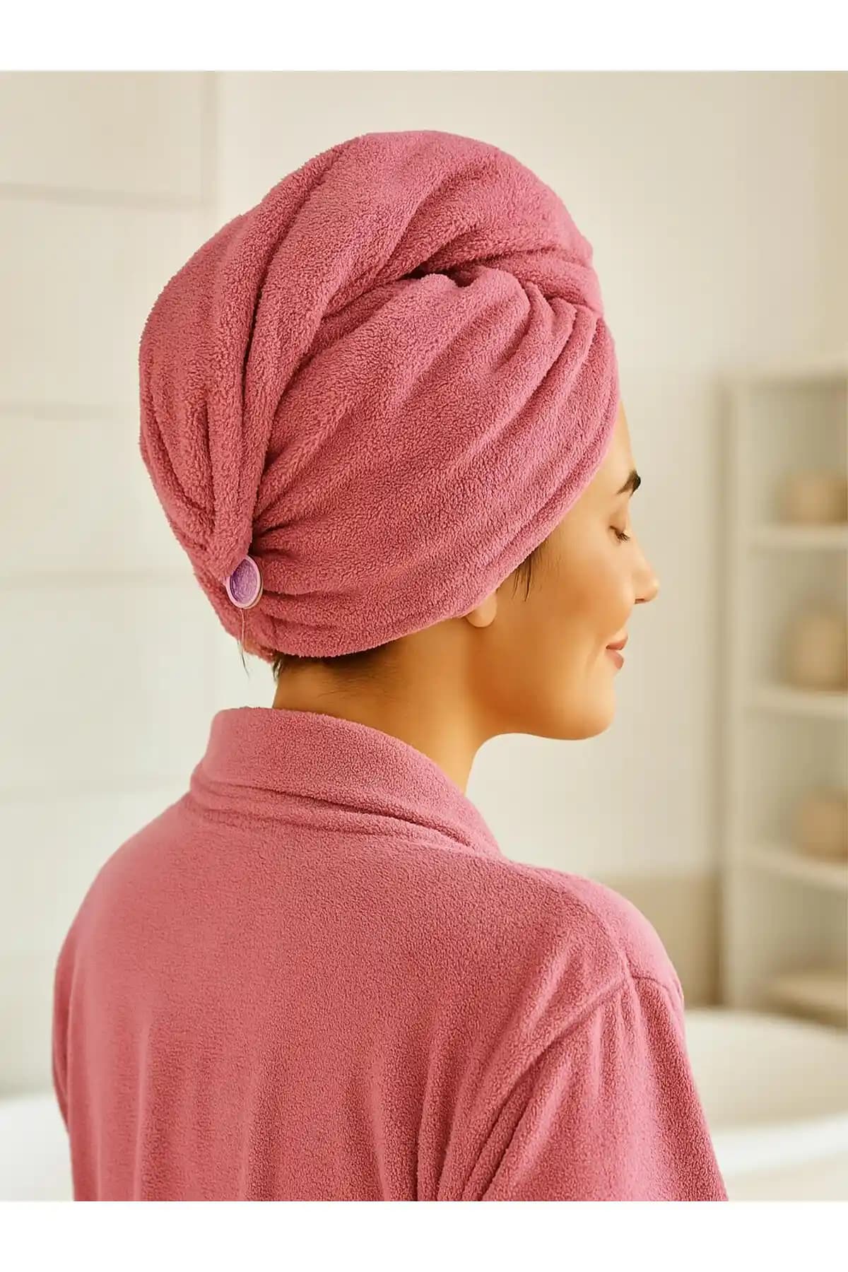 Ender Home CottonVerse Düğmeli %100 Pamuk Saç Kurulama Bonesi Yüksek Kalite ve Hijyen Özellikleriyle