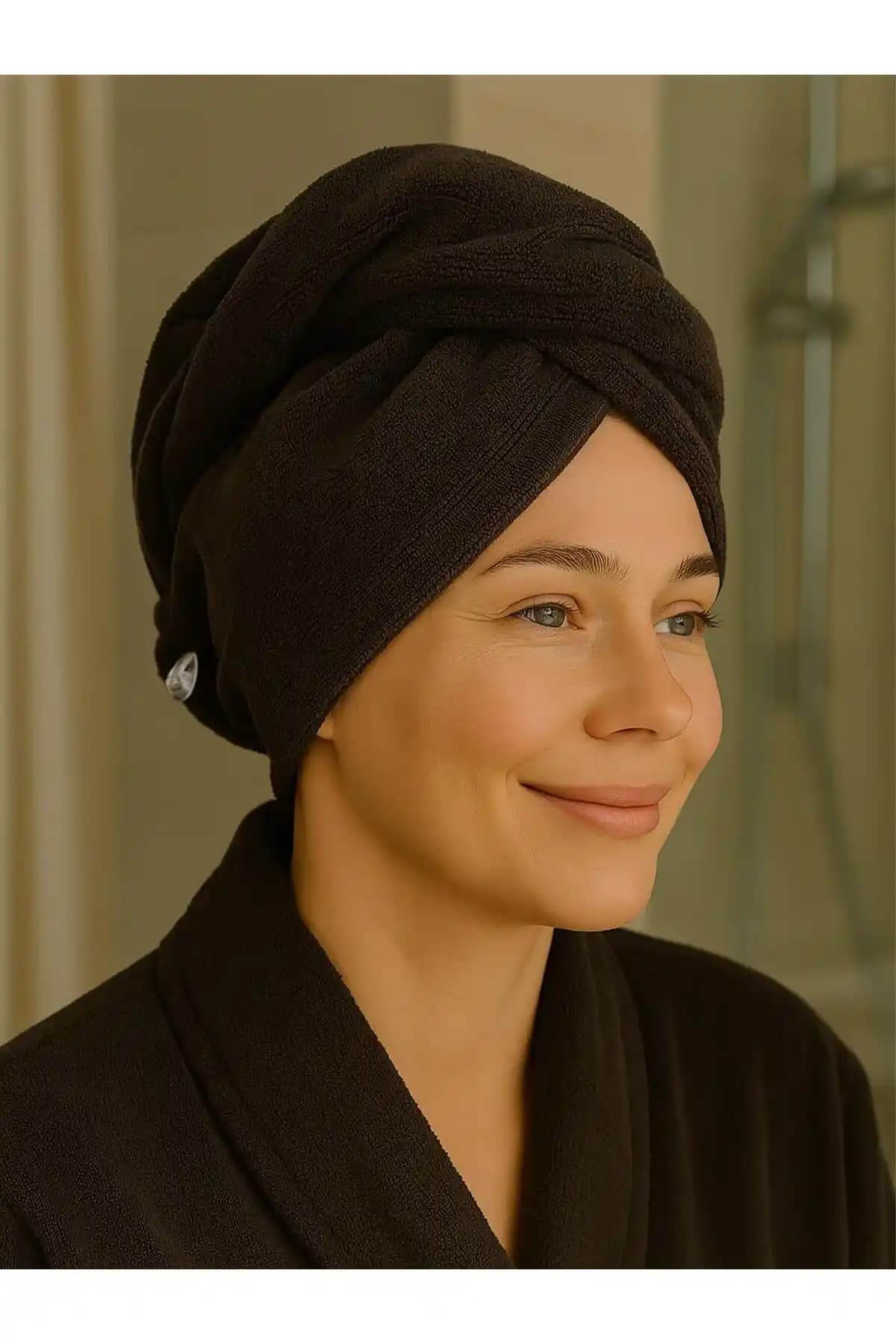 Ender Home DreamSoft Düğmeli Kadife Saç Kurulama Bonesi Yüksek Kalite ve Konfor Sağlar