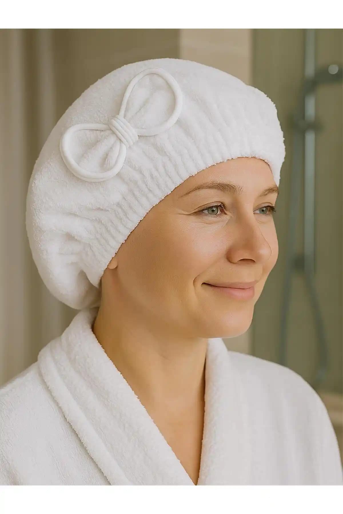 Ender Home DreamSoft Kadife Fiyonklu Saç Kurulama Bonesi Yüksek Kalite ve Şık Tasarım