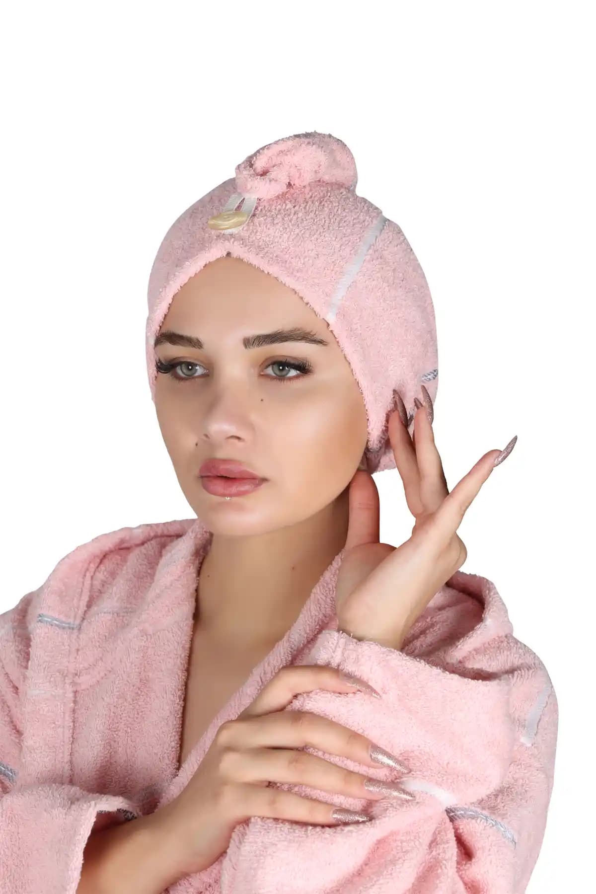 ESMEN Havlu Saç Bonesi Pudra Günlük Kullanım İçin Yüksek Kaliteli ve Pratik Tasarım