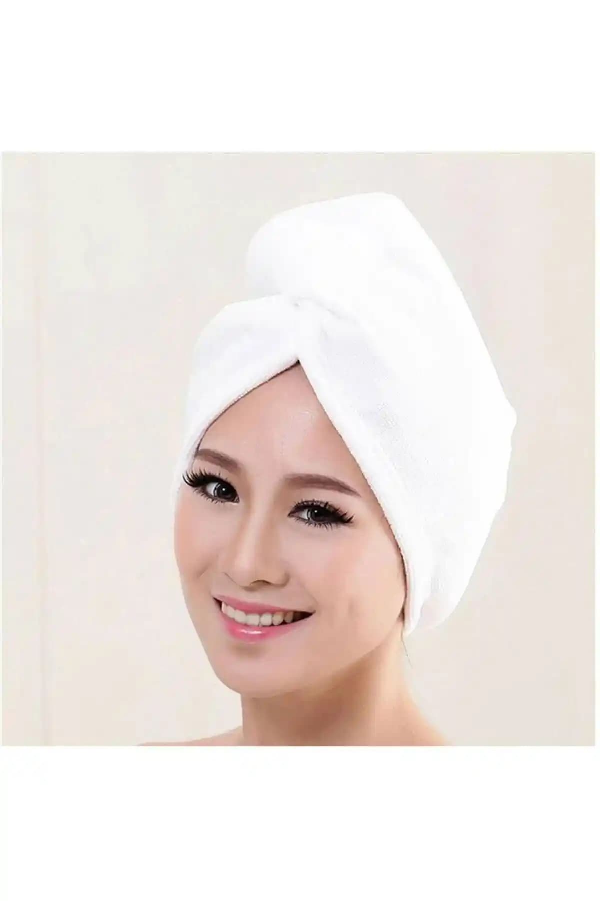 KULCU HOME Beyaz Saç Havlusu Bone ile Hızlı ve Güvenli Saç Kurutma Deneyimi