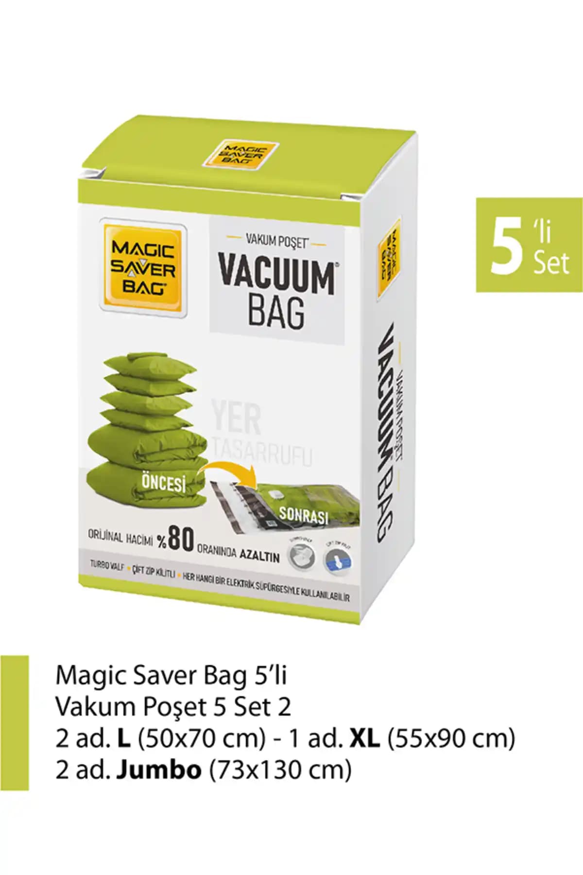 Magic Saver Bag 5’li Vakumlu Poşet Seti ile Pratik ve Verimli Saklama Çözümleri