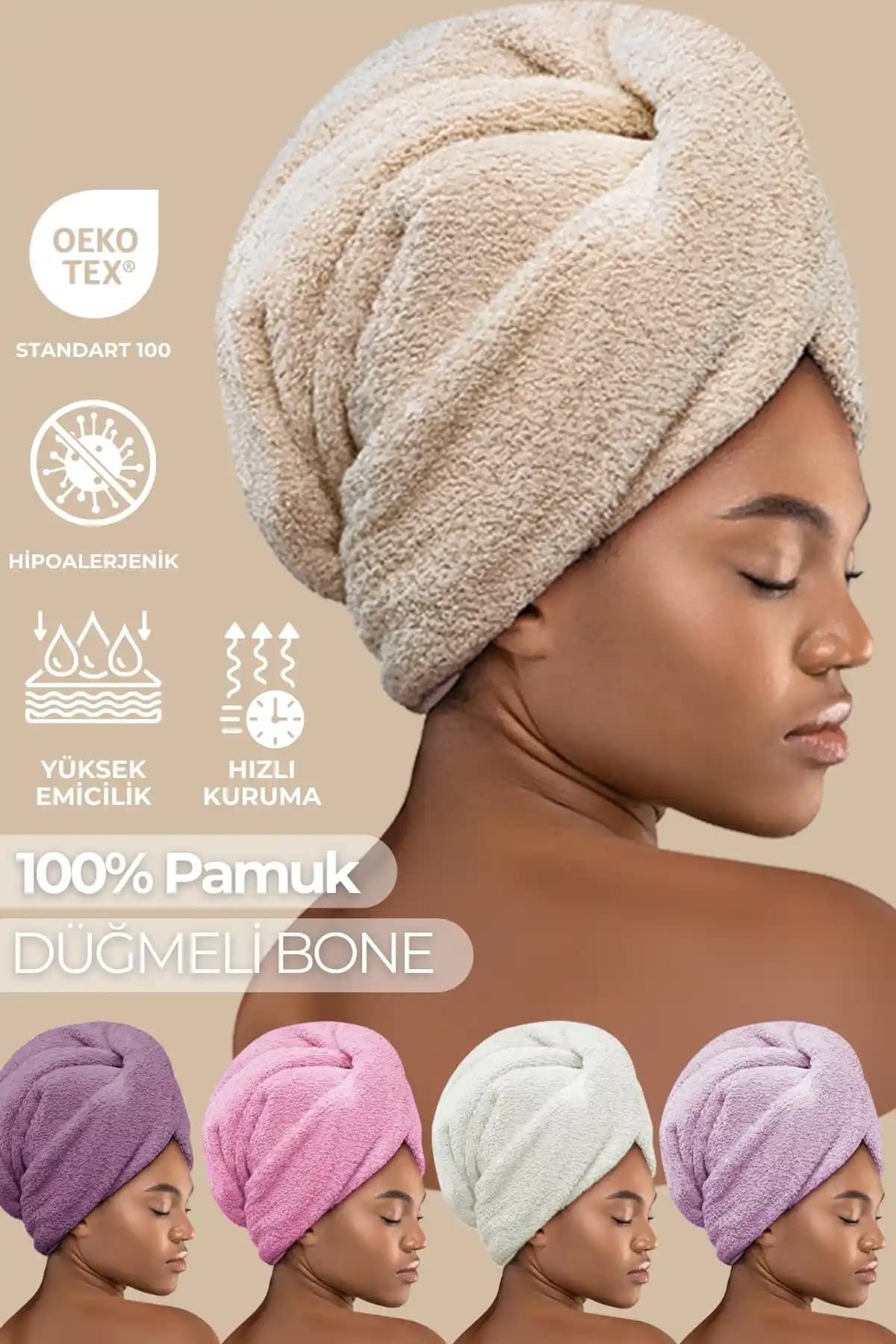 Miss Paris Home Düğme Lastikli Saç Havlusu: Konfor ve İşlevselliğin Bir Arada Sunumu