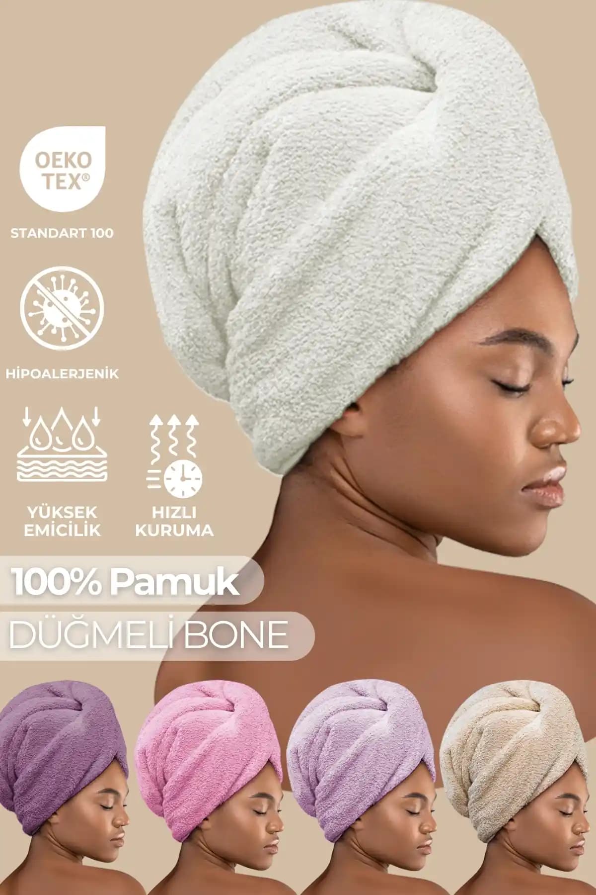 Miss Paris Home Düğme Lastikli Saç Havlusu: Yüksek Emicilik ve Konfor Sunan Pratik Tasarım