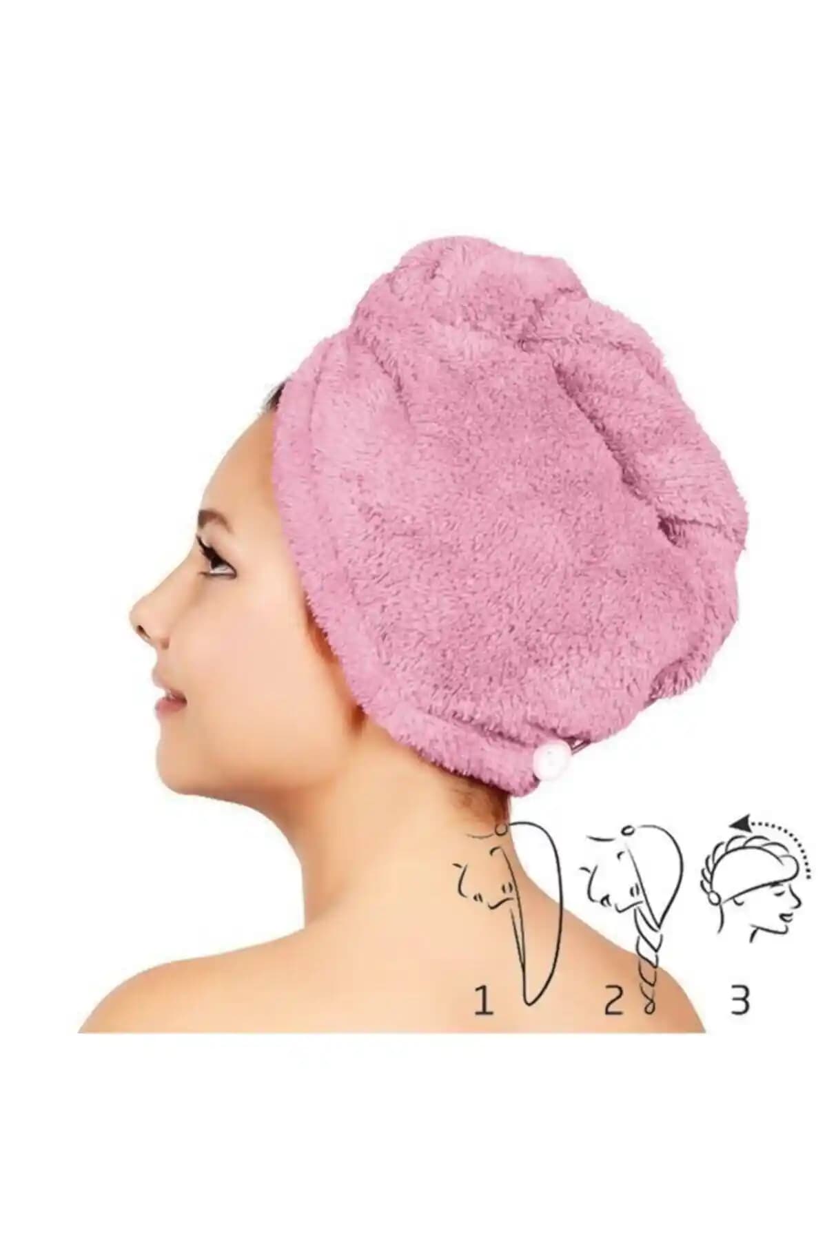 Modacosmo Havlu Saç Bonesi Düğmeli Pamuklu ve Şık Tasarım ile Günlük Kullanım İçin Uygun