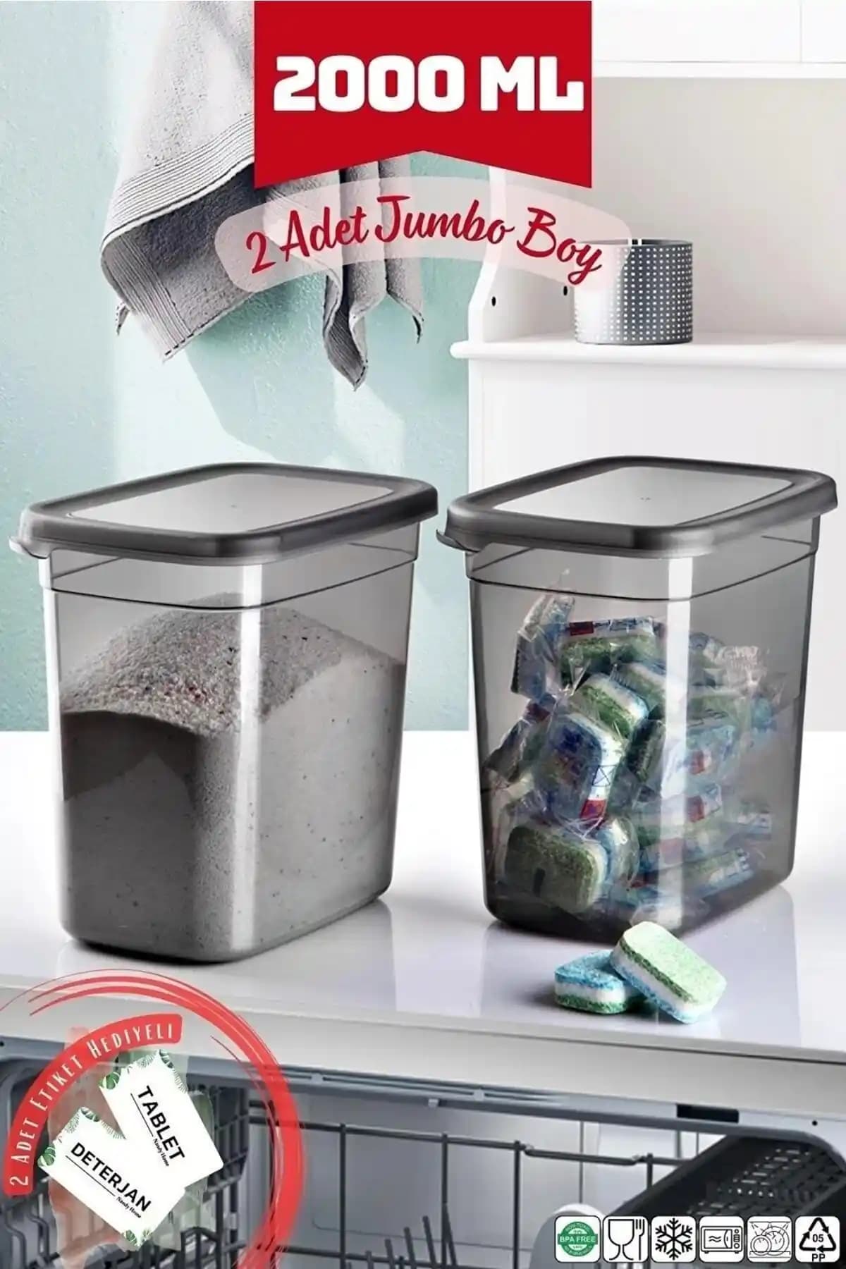 Open Home 2000 ml Jumbo Boy Tablet ve Deterjan Saklama Kabı Seti İncelemesi