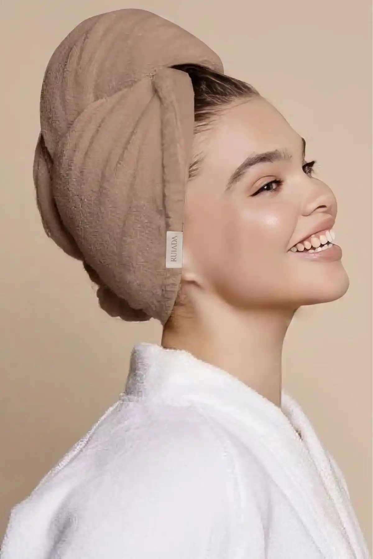 RU RUIADA %100 Pamuk Saç Kurutma Bonesi: Doğal ve Şık Tasarım ile Pratik Kullanım