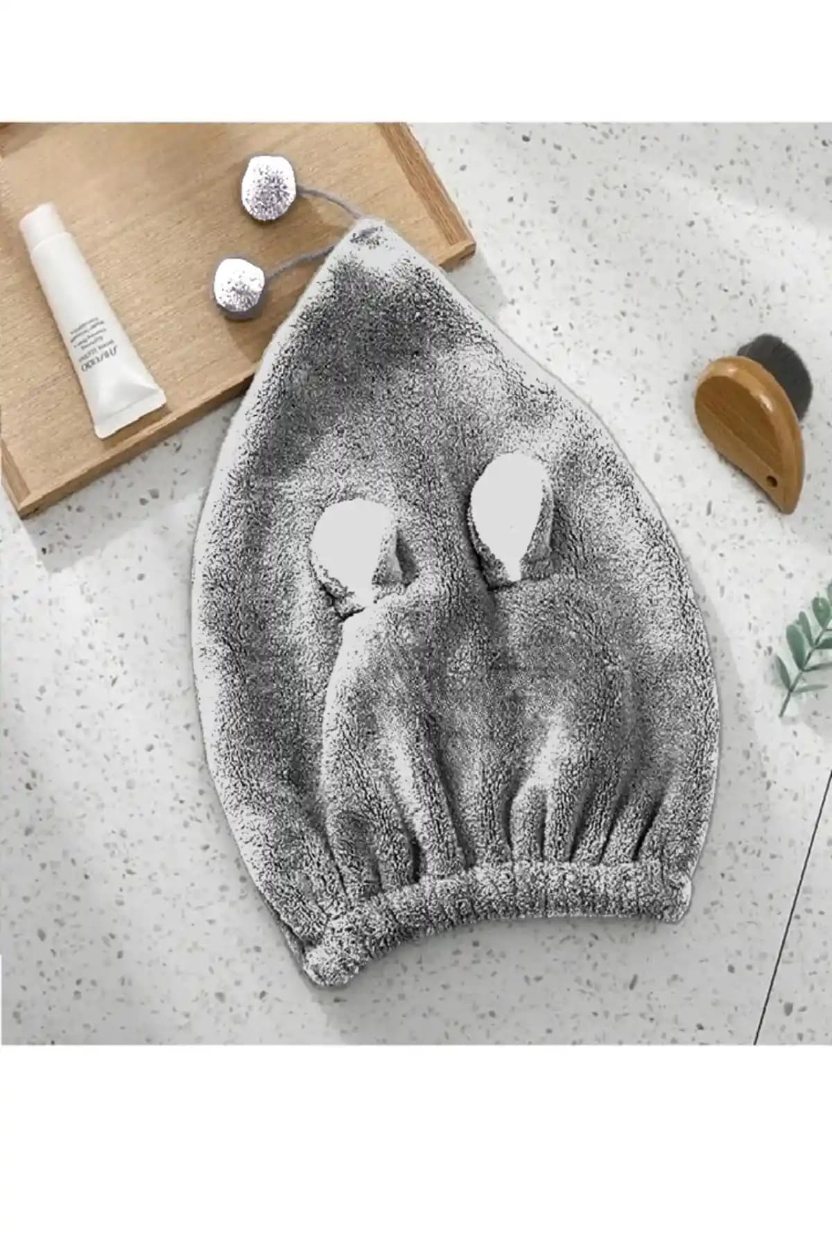 Saç Bonesi Gri Renkli Pamuklu Tasarımıyla Banyo Sonrası Konfor Sağlar