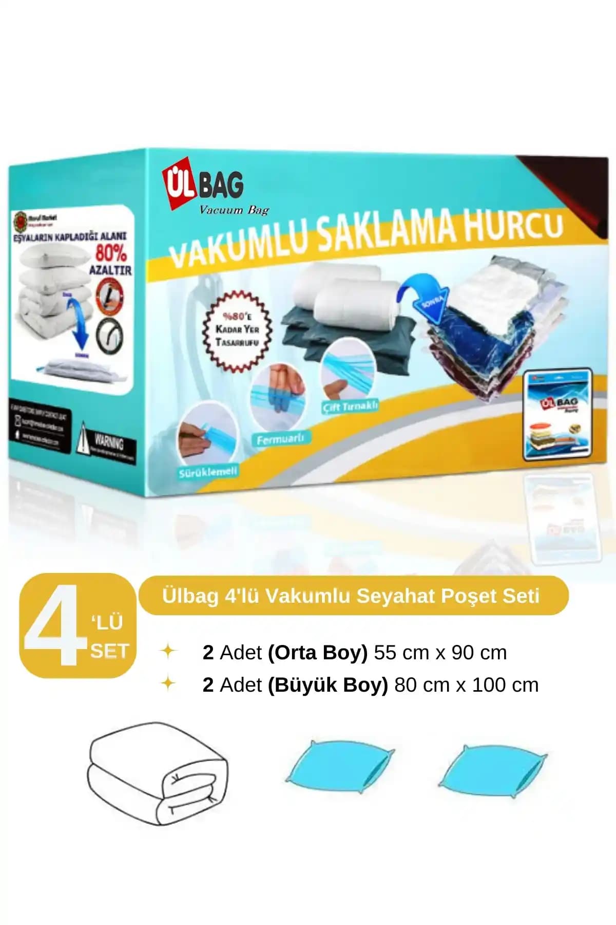 ÜLBAG 4'lü Vakumlu Poşet Seti: Dayanıklı ve Pratik Saklama Çözümü