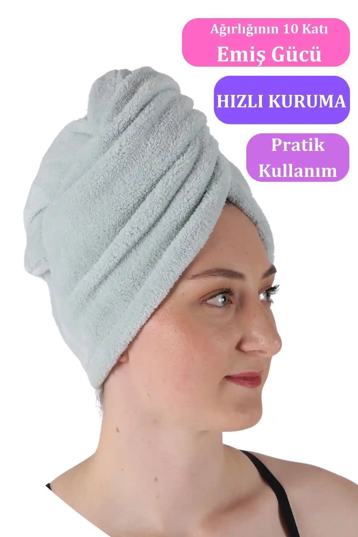 Vosvera Lüks Soft Saç Kurutma Bonesi Mint - Şık ve Pratik Saç Kurutma Aksesuarı