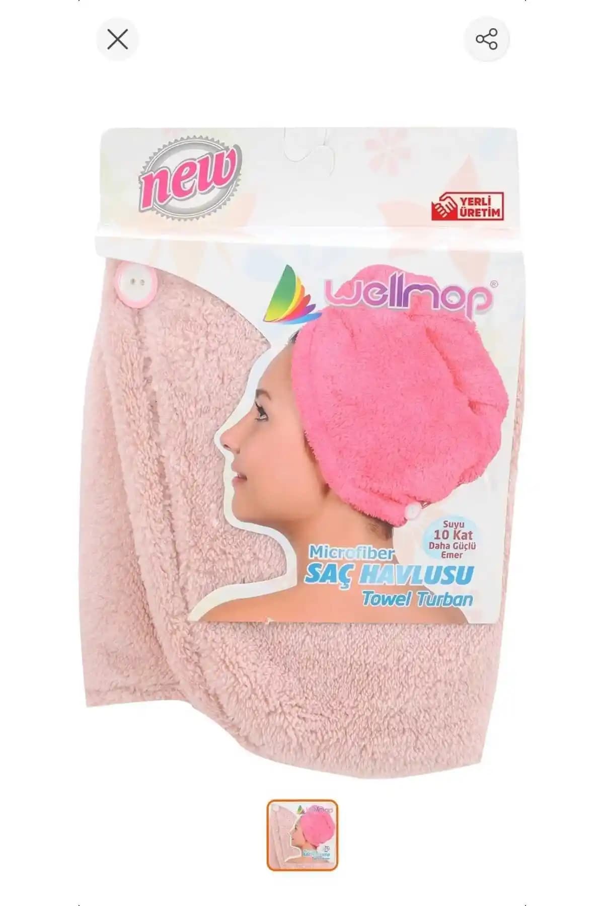 Wellmop Mikrofiber Saç Havlusu Düğmeli: Hızlı Kuruma ve Kolay Kullanım için Ideal Çözüm