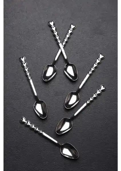 Doğuş Mutfak 6 Adet Lüx Çelik Kalp Şekilli Dayanıklı Çay Kaşığı Seti