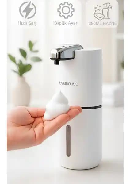 Evo House Otomatik Sensörlü Köpük Sıvı Sabunluk P12 Modeli - Şarjlı ve Duvara Monte