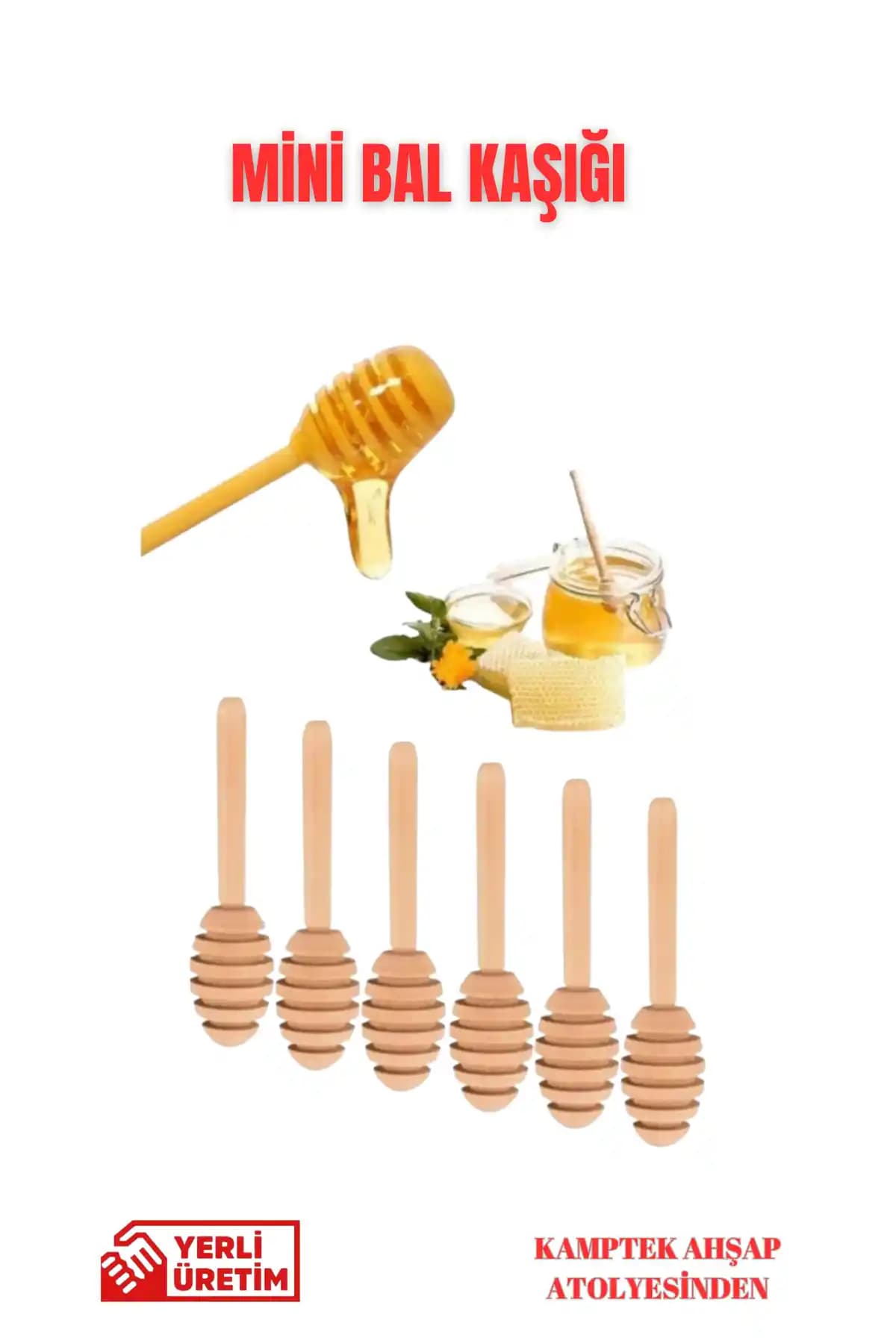 Genel Markalar Ahşap El Yapımı Doğal Mini Bal Kaşığı Seti 6'lı - Sağlıklı ve Estetik