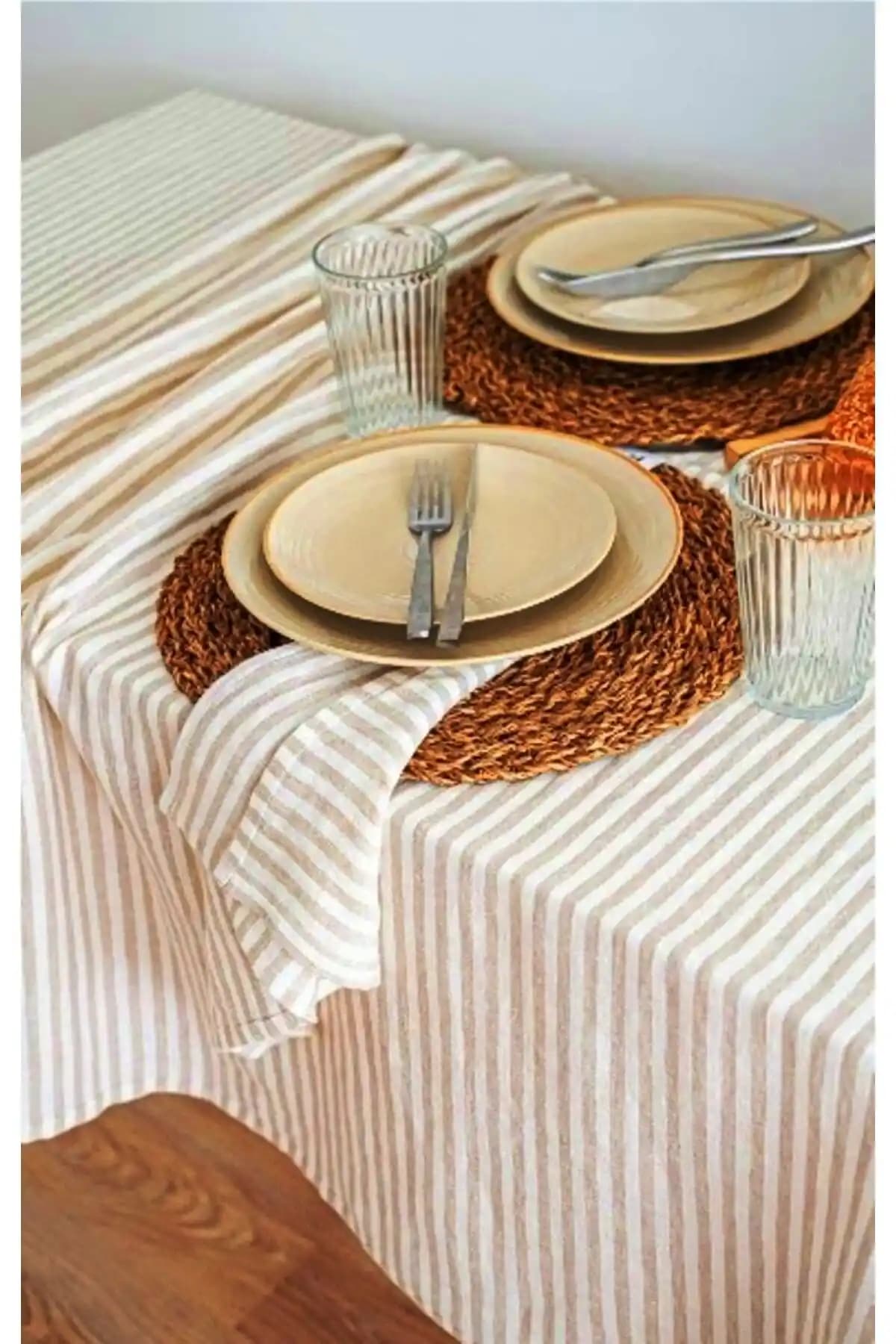 HOME ART ATELIER El Yapımı Organik Ham Keten Masa Örtüsü Şıklık ve Dayanıklılık