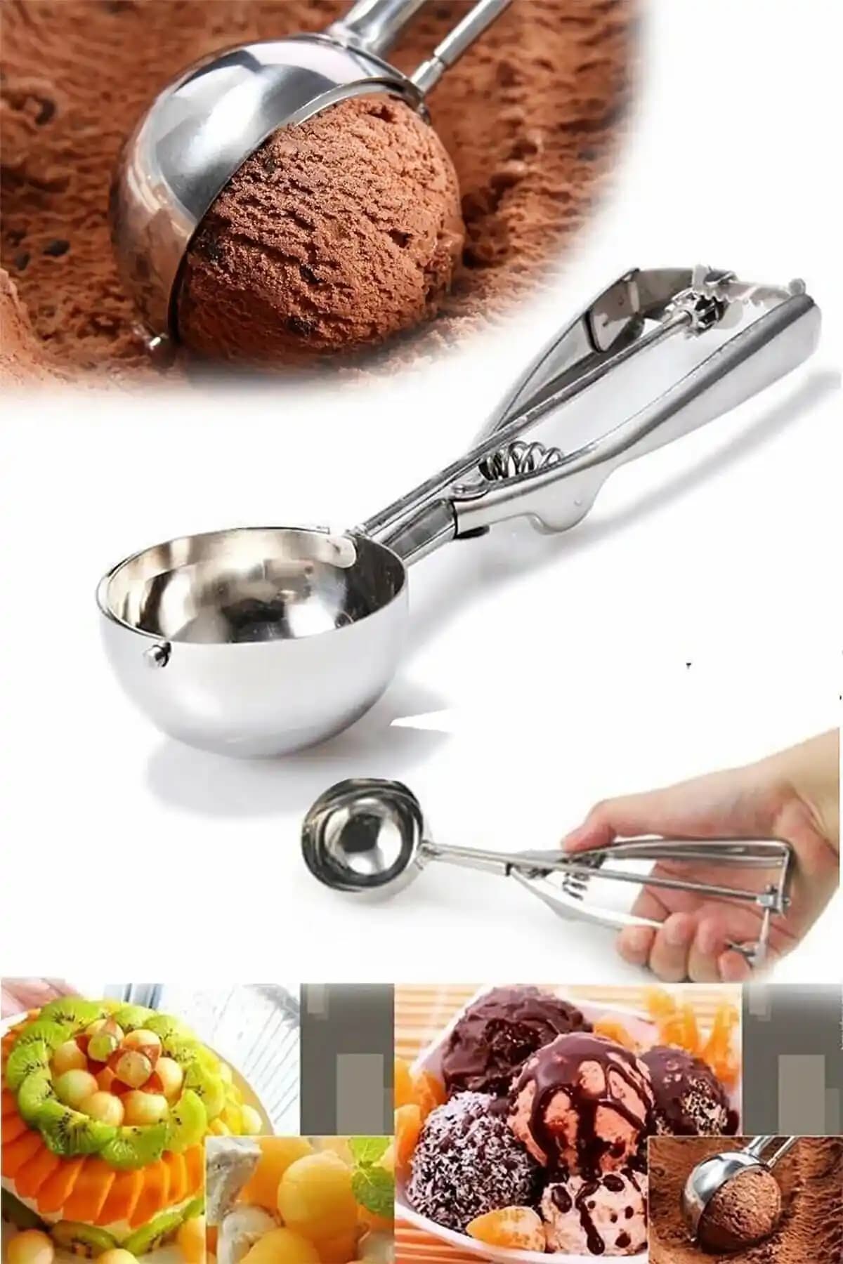 Kitchen Beauty Paslanmaz Çelik Dondurma Kepçesi Helva Kaşığı - Ergonomik ve Dayanıklı Tasarım