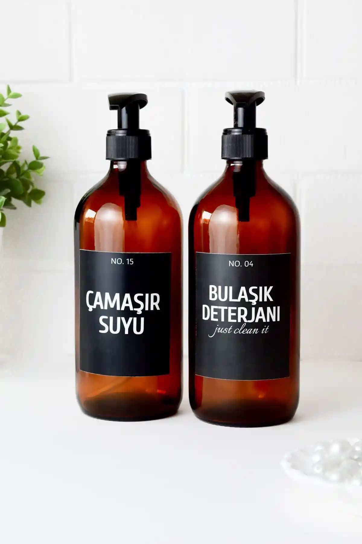 LALEZEN HOME Amber Cam Şişeli Siyah Etiketli 500 ml Çok Amaçlı Bulaşık ve Çamaşır Deterjanı