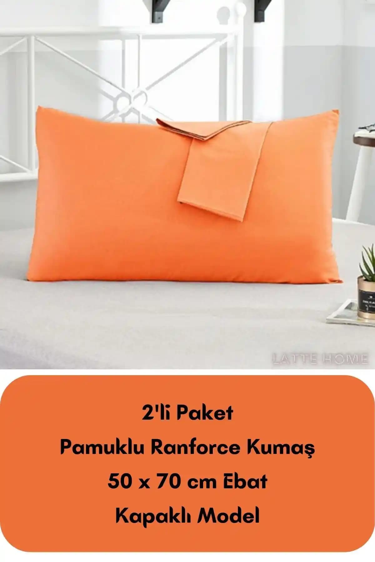 LATTE TEKSTİL Turuncu Ranforce Pamuklu Yastık Kılıfı 2'li Paket 50x70 cm