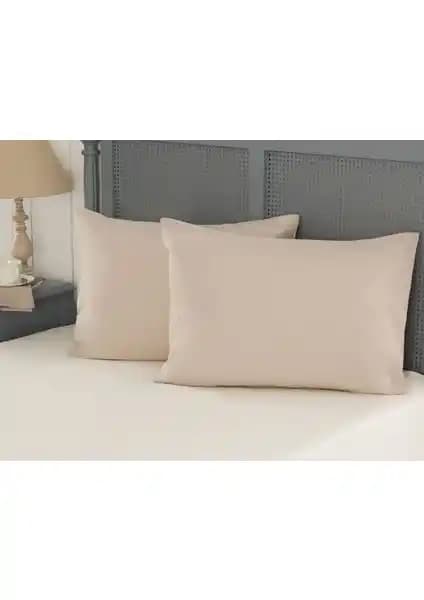 Madame Coco Manon %100 Pamuk Yastık Kılıfı Seti Taş Rengi 2'li 50x70 cm