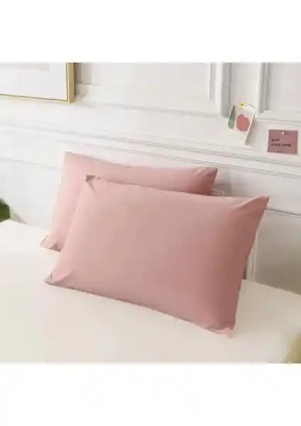 MODELHOME Pudra Renkli Pamuklu Kapaklı Yastık Kılıfı 50x70 cm - Kaliteli ve Konforlu