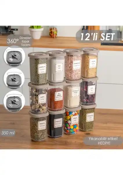 Porsima 1061 12'li Kilitli Kapaklı Baharatlık Seti ile Mutfakta Düzen ve Fonksiyonellik