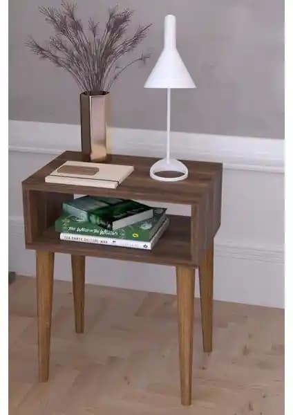 Remaks Retro Yan Sehpa - Ceviz: Sağlıklı ve Estetik Modern Retro Tasarım