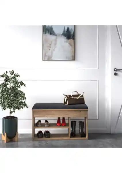 Ruum Store Pera Açılır Oturaklı Bölmeli Ayakkabılık Meşe - Fonksiyonel ve Dayanıklı Tasarım